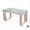 new design wood frame two level glass dining table