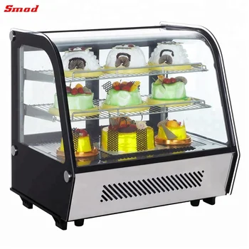 Countertop Front Curved Glass Cake Display Chiller Showcase View