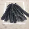 wholesale grey 70cm long detachable natural color real fox fur trimming for jacket hood genuine fox fur for cuffs and collar