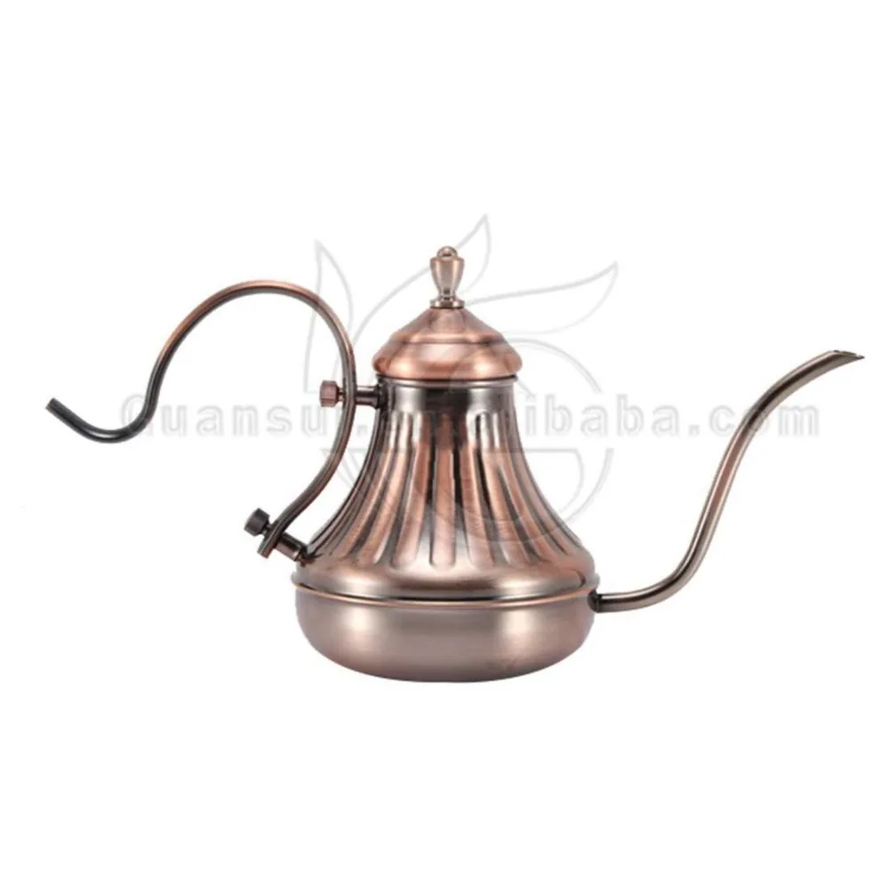 420ml Vintage Copper Color Gooseneck Kettle Coffee Drip Pot Brass