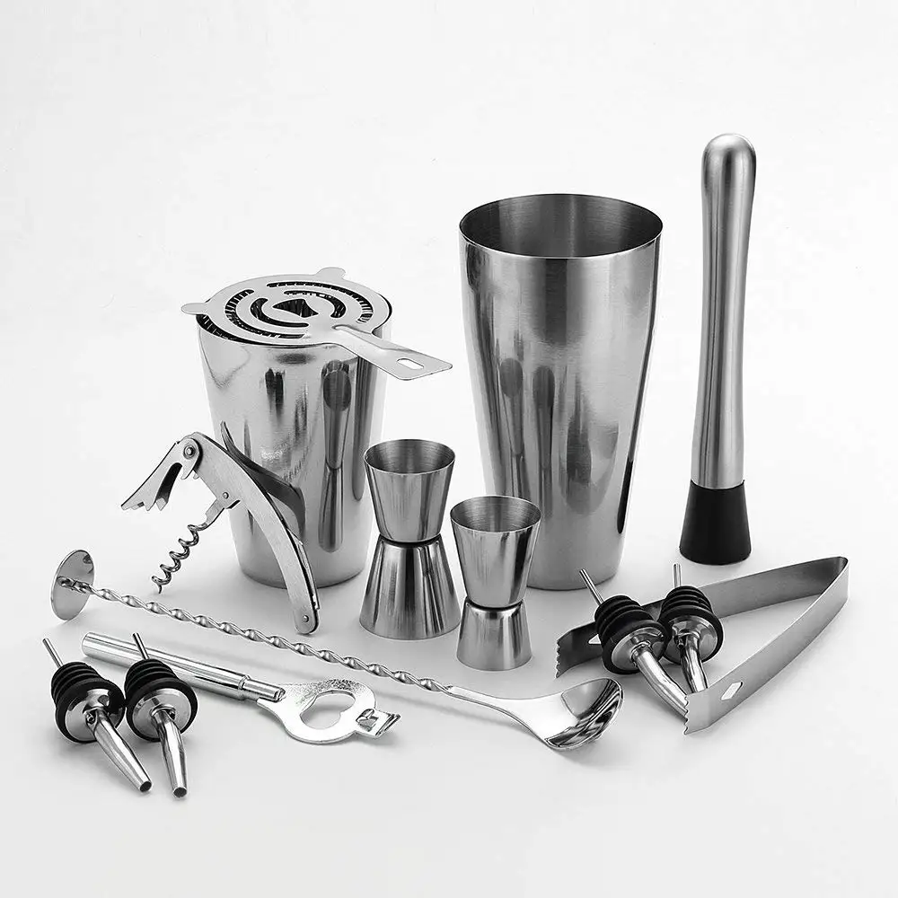 Stainless Steel Cocktail Shaker Mixer Drink Bartender Tools Bar Set Kit