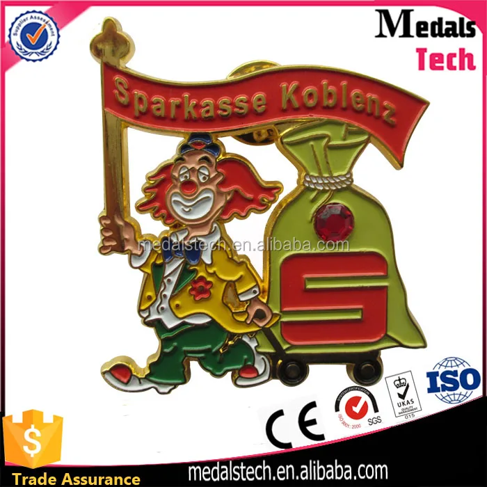 Custom popular silver plated metal cute cartoon lapel pin badge for sale