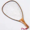 Burl wooden rubber fly fishing landing net