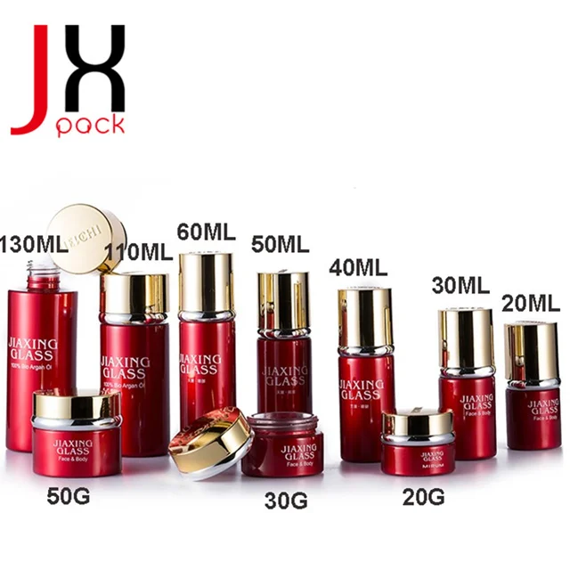 Wholesale Red Luxury Skincare Body Lotion Cosmetic Packaging Glass