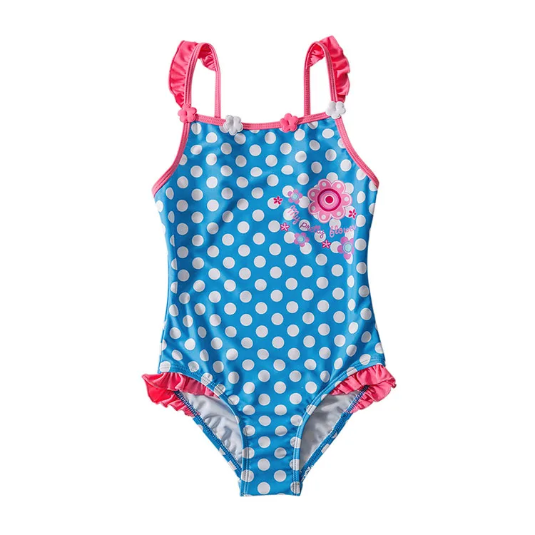 blue and white polka dot swimsuit