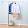 Single pole telescopic movable clothes hanger rack