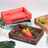 Retro flower pot sundries wood tray storage box