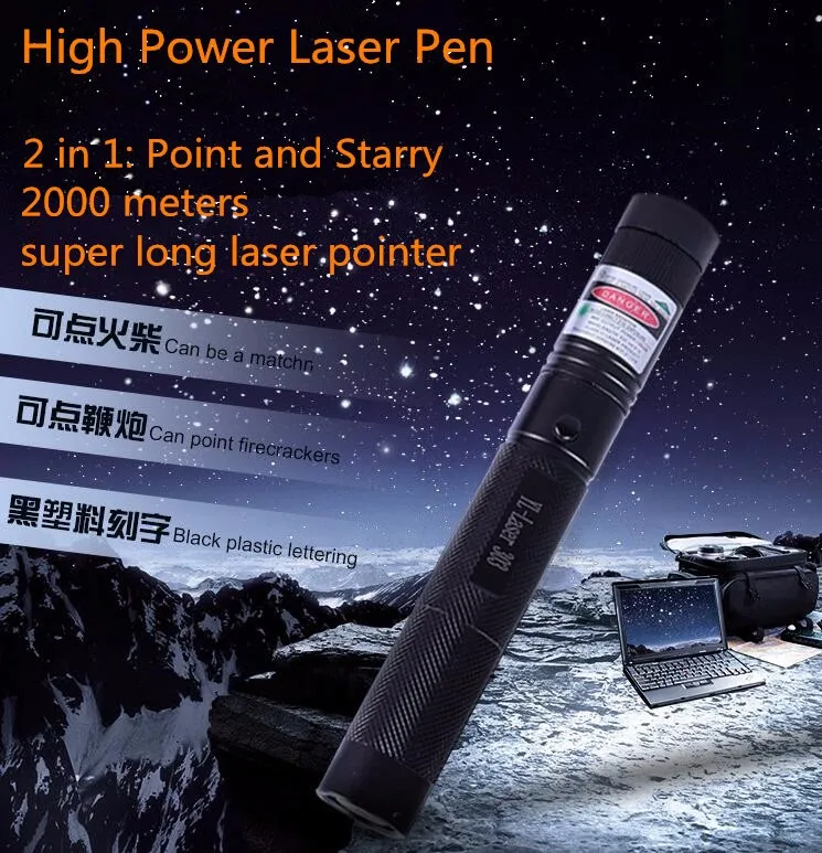 NEW 303 Green Laser Pointer 532nm 5mW Laser Pointer Pen Powerful Burning Match Adjustable Focal Length With Starry Head 2.jpg