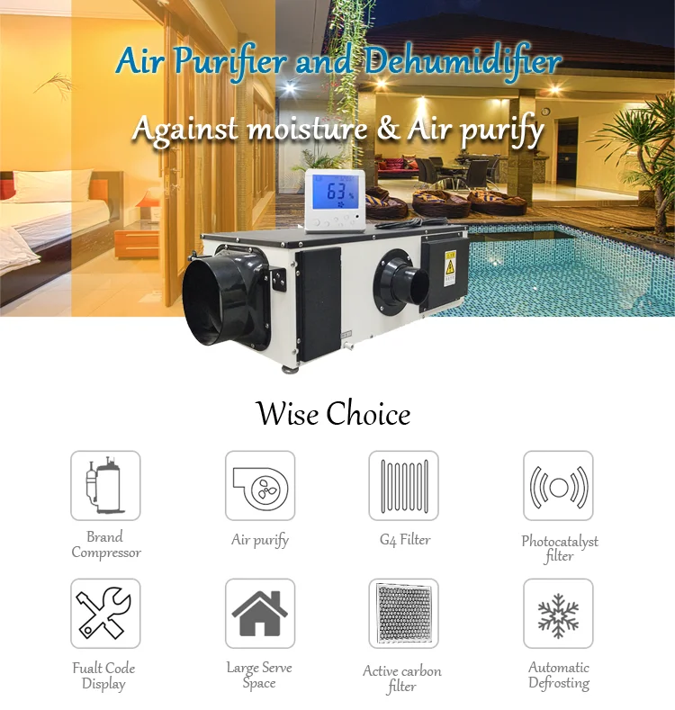 240V 20L/Day Clean Room Air Purifier And Dehumidifier For Home Use