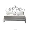 Queen Bed Frame Victorian Old World Antique Silver Finish Vintage Style Scrolling