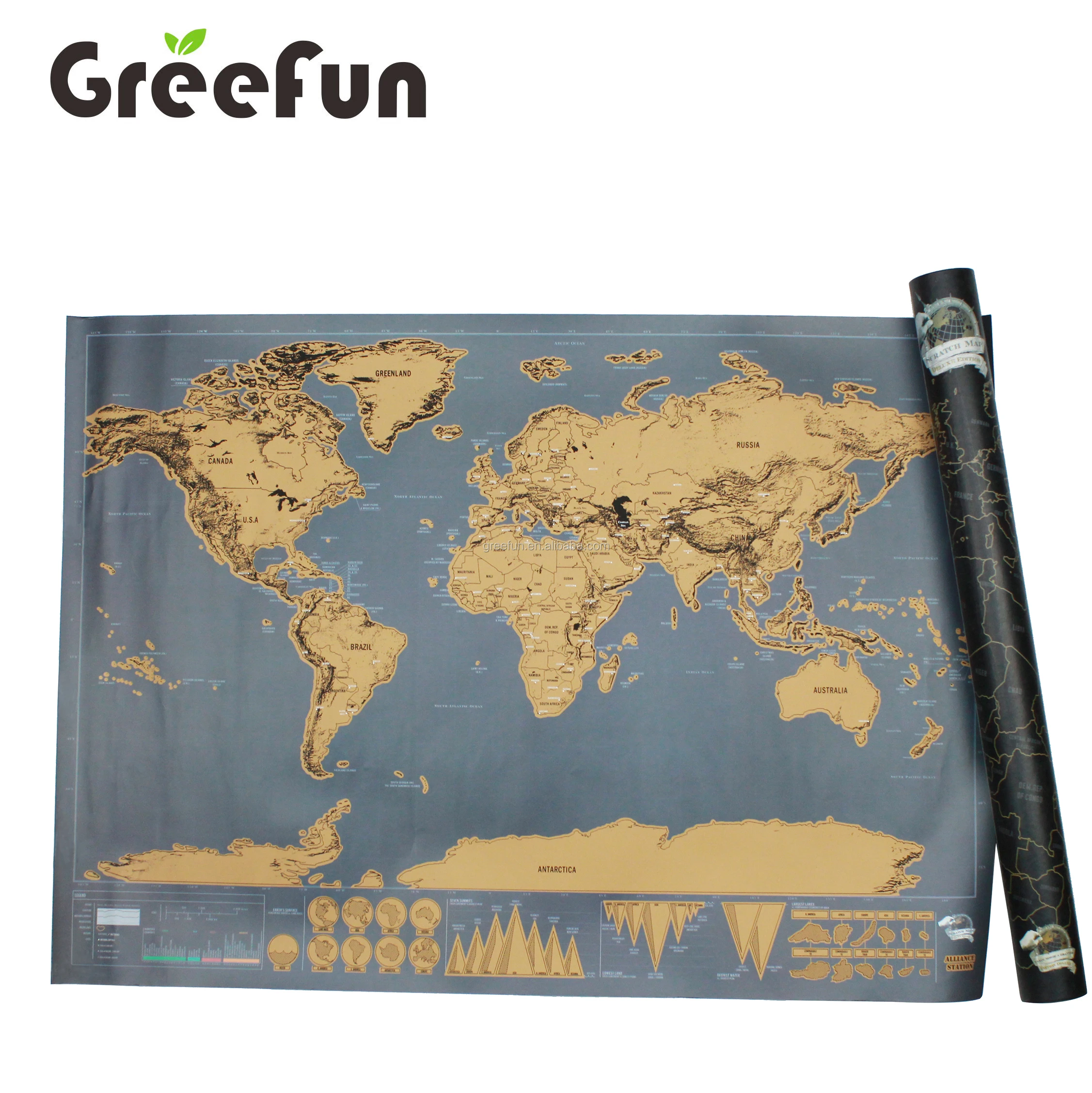 Detailed Cartography Scratch Off Travel Map Gifts Decoration Large