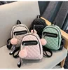 2019 New Quilted Girls Fashion Backpacks Bag With Pom Pom Cute Girls Fashion Small School Bags Backpack Women Wholesale