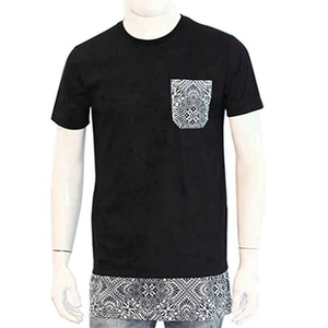Custom Made Basic Man Black Printed O-Neck Pocket Tshirt Custom Made Basic Man Black Printed O-Neck Pocket Tshirt