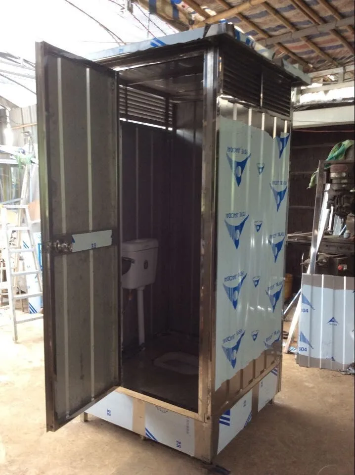 Double Color Coated Steel Plate Twin Portable Outdoor Prefab Toilet