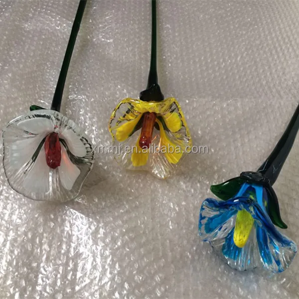 モダンな装飾的な長い茎手吹きアートミックス色ガラス花 Buy ガラス花オーストラリア 手吹きガラスの花 ガラス花用販売 Product On Alibaba Com