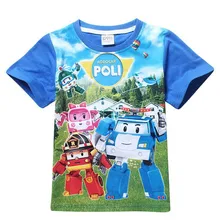 2015 new arrival boys and girls t-shirt POLI ROBOCAR Cartoon Kids summer T-shirt Kids Free Shipping