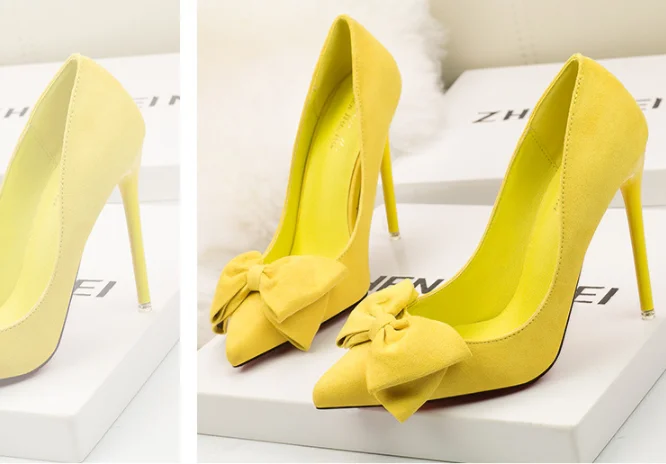 yellow high heel pumps