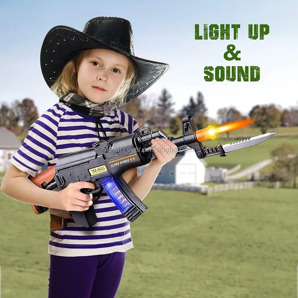 Hundred Power Led Toy Gun,Machine Blaster With Knife Light Up Gun,Toy