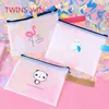 japanese latest new school stationery most popular flamingos printing zipper style pvc document bag a4 file case 463