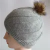 Real fur pom pom winter hat fashion women merino wool beanie knit floppy hat