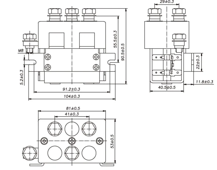 DPDT DC Contactor 2NO NC Changeover 100A 150A 200A 300 400A 12VDC 24VDC 36VDC 72VDC direct current Electric Vehicle EV Relay