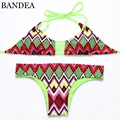 2016 Print Bikini New Sexy Push Up Swimwear Halterneck Swimsuit For Women Reversible Bathing Suit Brazilian