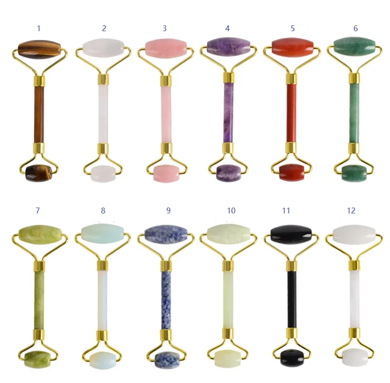 Ready To Ship # Amazon Hot Selling Natural White Jade Roller For Face Massager + White Gua Sha.