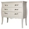 French Rococo Antique White Black Chest of 3 Drawers Ivory Solid Mahogany NEW