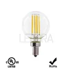 LED Globe Filament Bulb E12 Screw Base LVWIT Dimmable 40W Equivalent 3000K Soft White Chandelier Edison Light Bulb