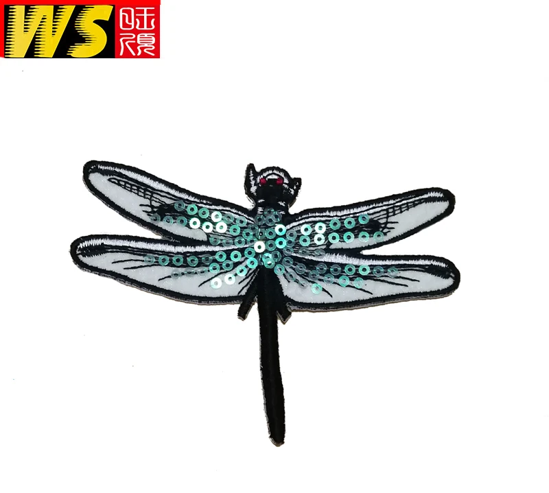 Embroidery Applique Patch Sew Iron Badge Sequin Dragonfly Iron On 