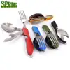 Outdoor Camping Survival Set Four Unity folding Steel Tableware Multi-functional Portable Tools Cutlery Knife Fork Spoon