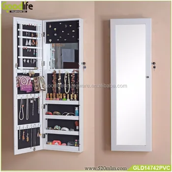 Wall Mount And Over The Door Jewelry Cabinet Mirrored Furniture