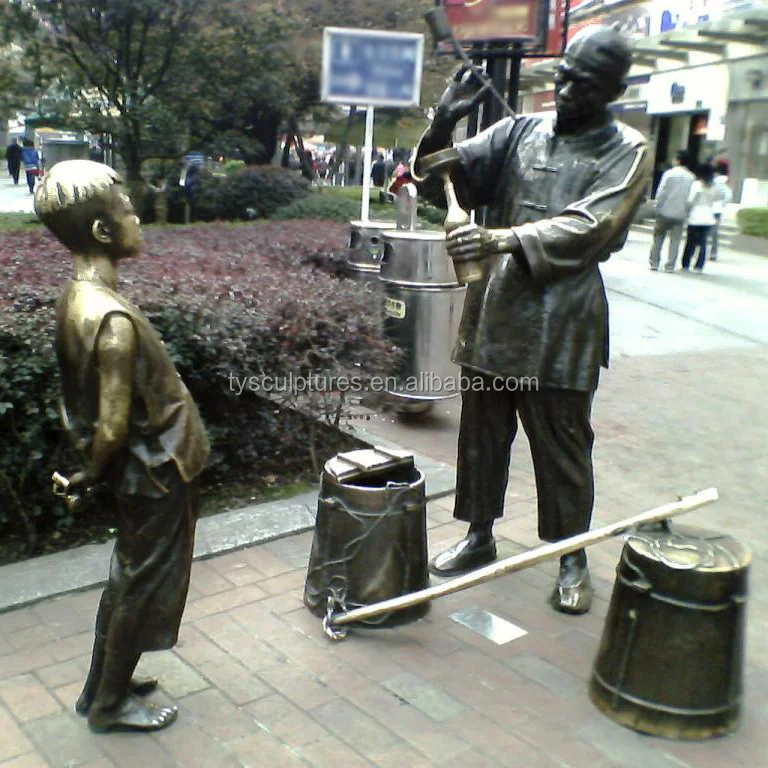 Old Man Chinese Bronze Statue
