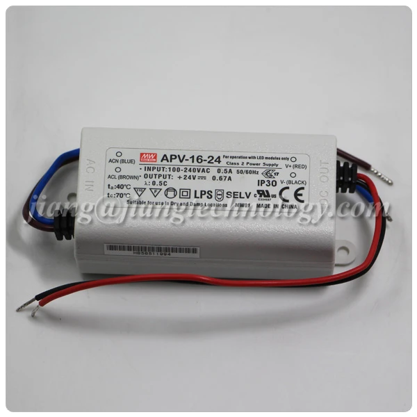 Indoor Use APV-16-24 16W Mean Well 24V LED Driver