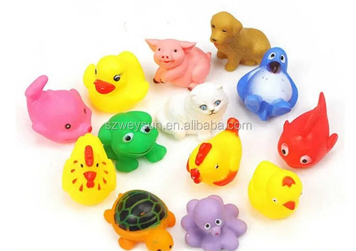 13PCS Baby Bath Toys Squeaky Rubber Animal Floating Water Children Kids Love Toy 