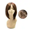 Monofilament top cap construction lace hair wigs, synthetic short bob wigs brown color high temperature fiber