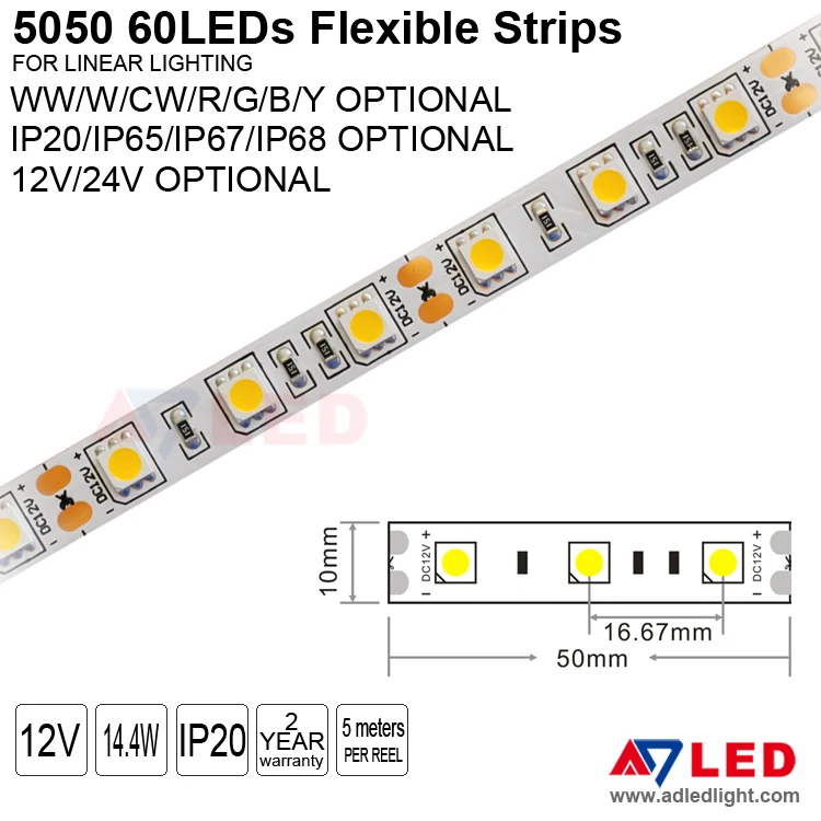 60LEDs cuttable led strip 12v led strip light 5m wholesales led strip for cell phone showcase