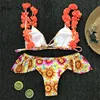 Ability to customize Factory price Ruffle swimwear Lace up lovely Digital Printing With padding Print swimsuit