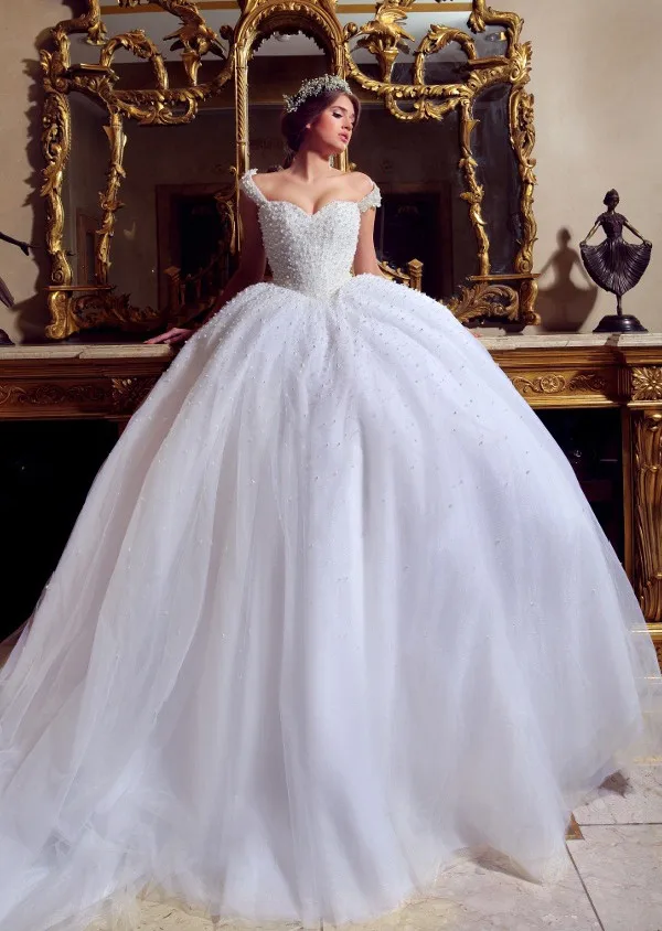 Ll060 Luxury Beading 2023 Wedding Dresses Ball Gown Appliques Lace