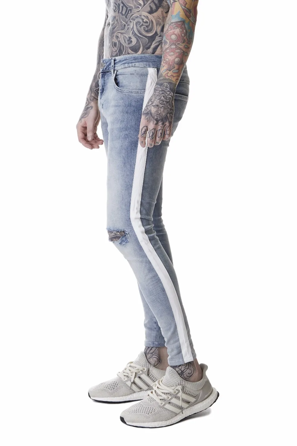style wholesale custom men pantalones super skinny ripped jeans