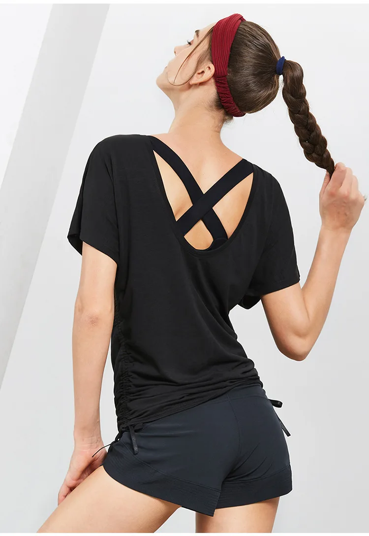 Women Yoga Shirts Clothing for Sport Fitness Short Sleeve Dry Fit T Shirt