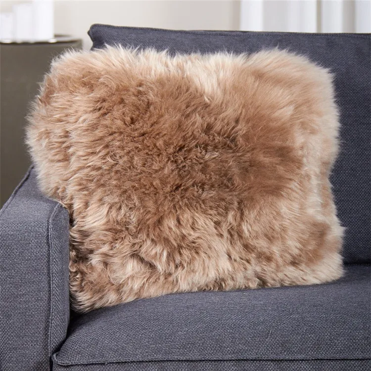 Bsci Certification Colorful Genuine Sheepskin Wool Cushion Sheep Throw