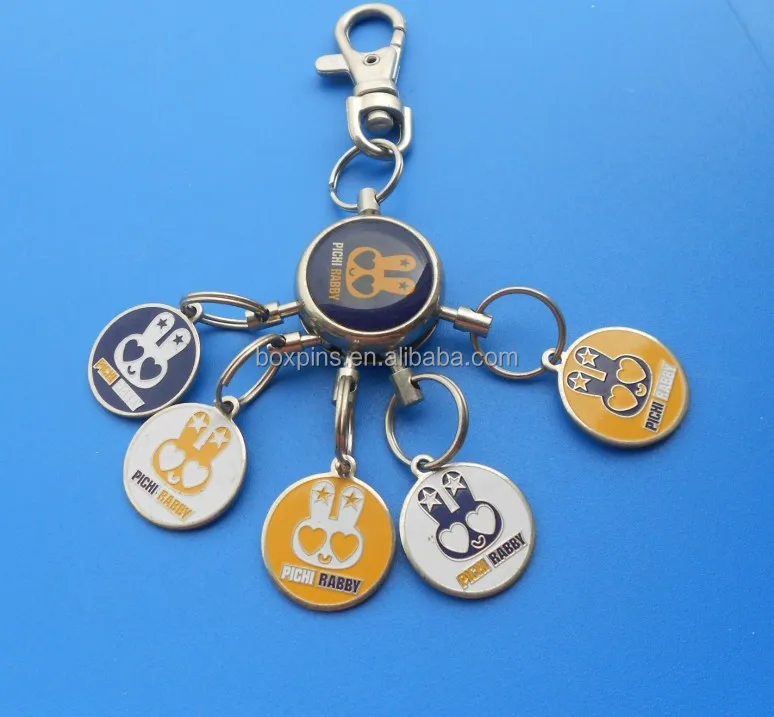 Soft Enamel Keychain With Epoxy Cover,Round Charming Metal Key Charm/key Tag Buy Customized