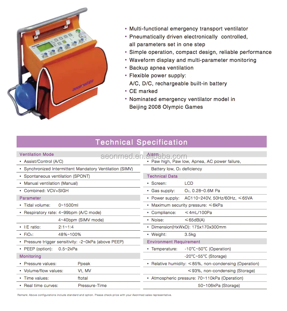 transport medical ventilator portable ambulance Ventilator with CE certificate ventilator portable