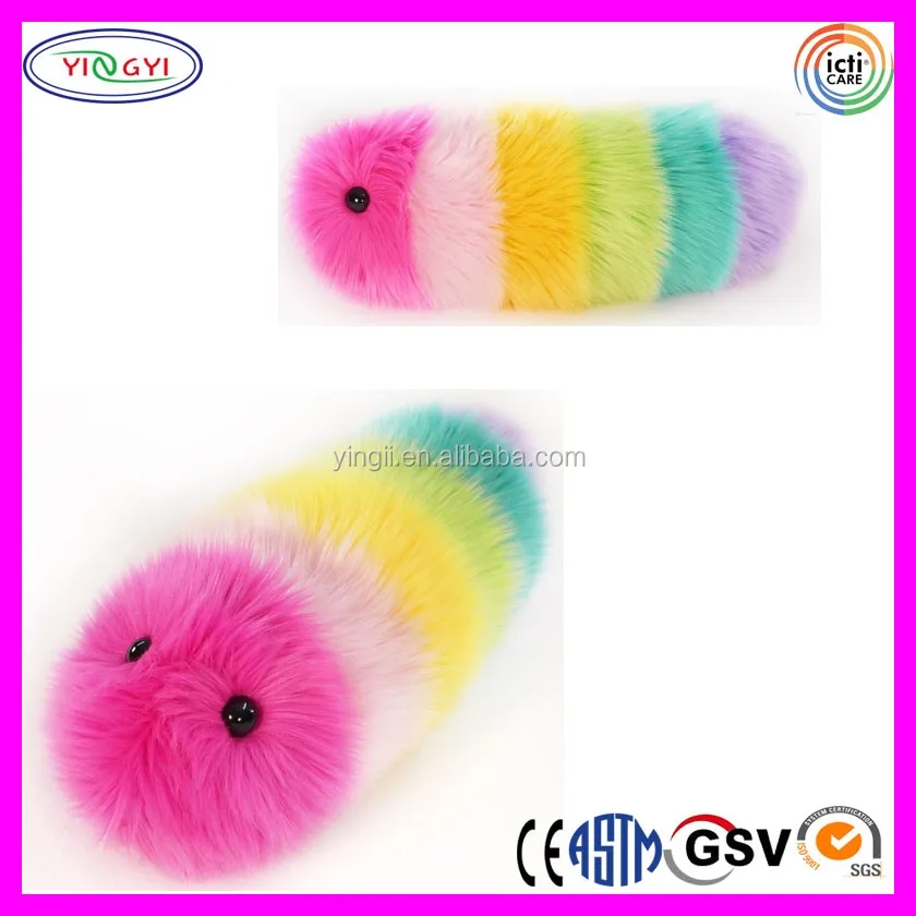 D616 Colorful Furry Worm Stuffed Animal Soft Mini Plush Worm Toy - Buy