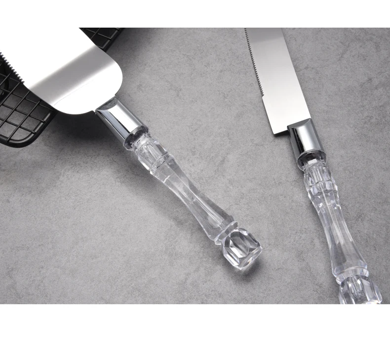 3 Pack Cutter Wheel Cake Server Bread Transparent Handle  Stainless Steel Kitchen  Pizza Knife Set