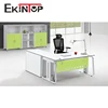 Melamine wooden office table Metal office desk with Iron leg