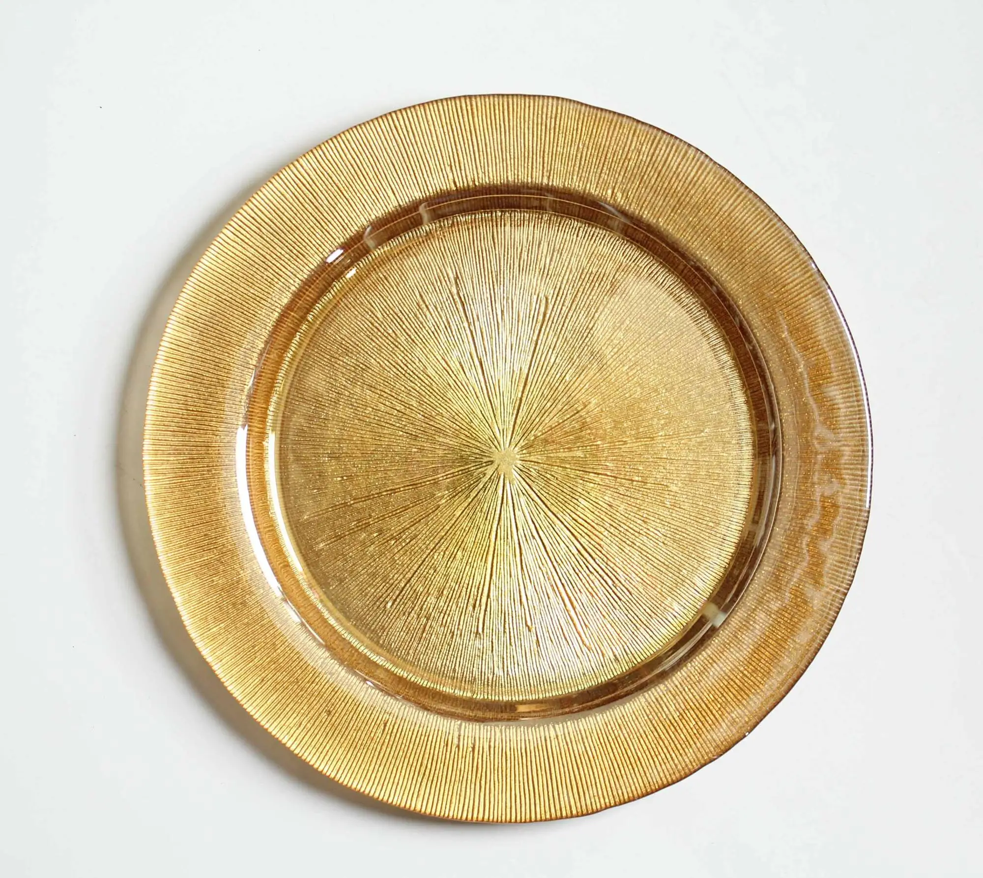 Large Gold Color Wedding Decorative Charger Manufacturer Glass Plate