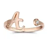 Inspire jewelry wholesale stainless steel letter A rings women jewelry plated rose gold open diamond rings for girlfriend