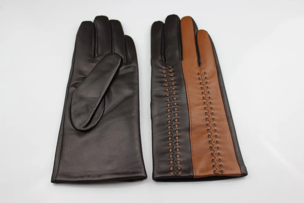 Ziper design leather gloves which is popular in China